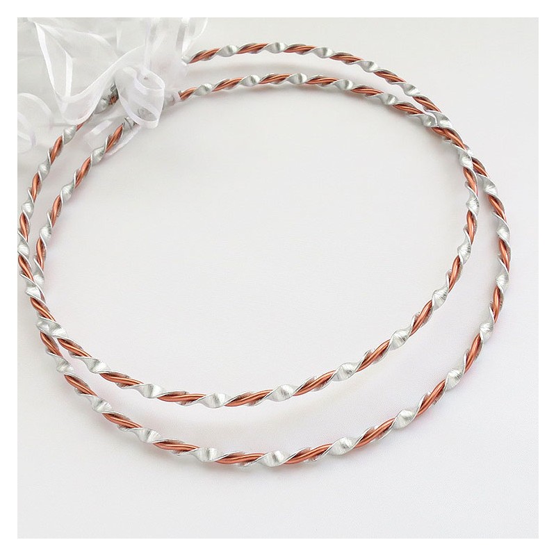 Στέφανα Γάμου επάργυρα με Rose Gold