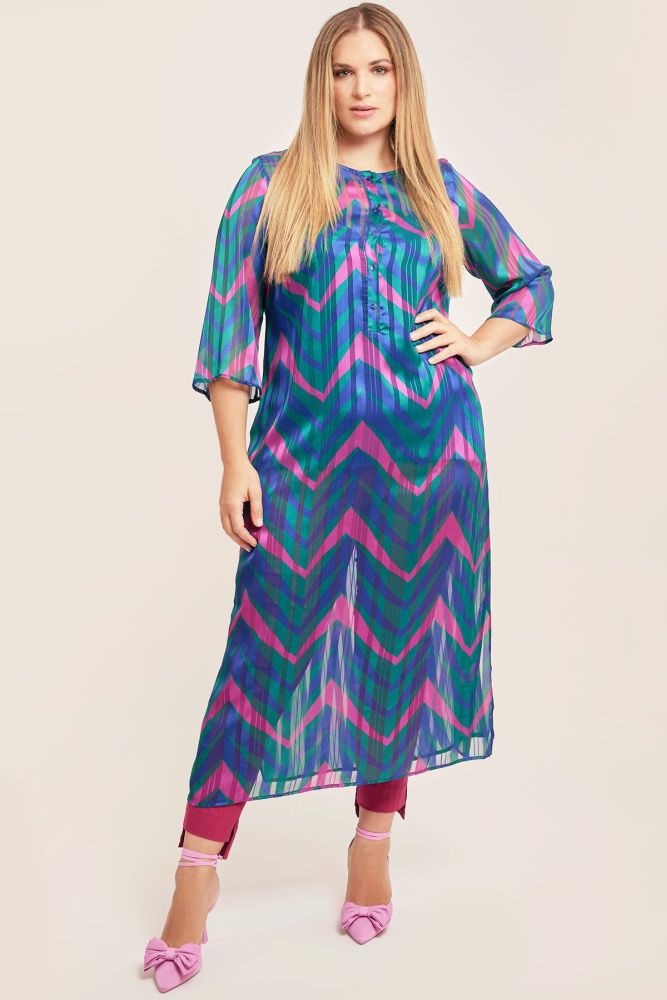 Φόρεμα καφτάνι chiffon γεωμετρικό