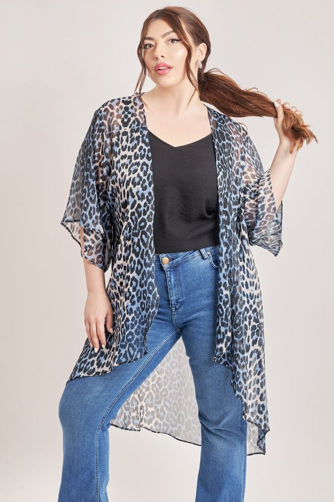 Animal print εμπριμέ αέρινο κιμονό με lurex