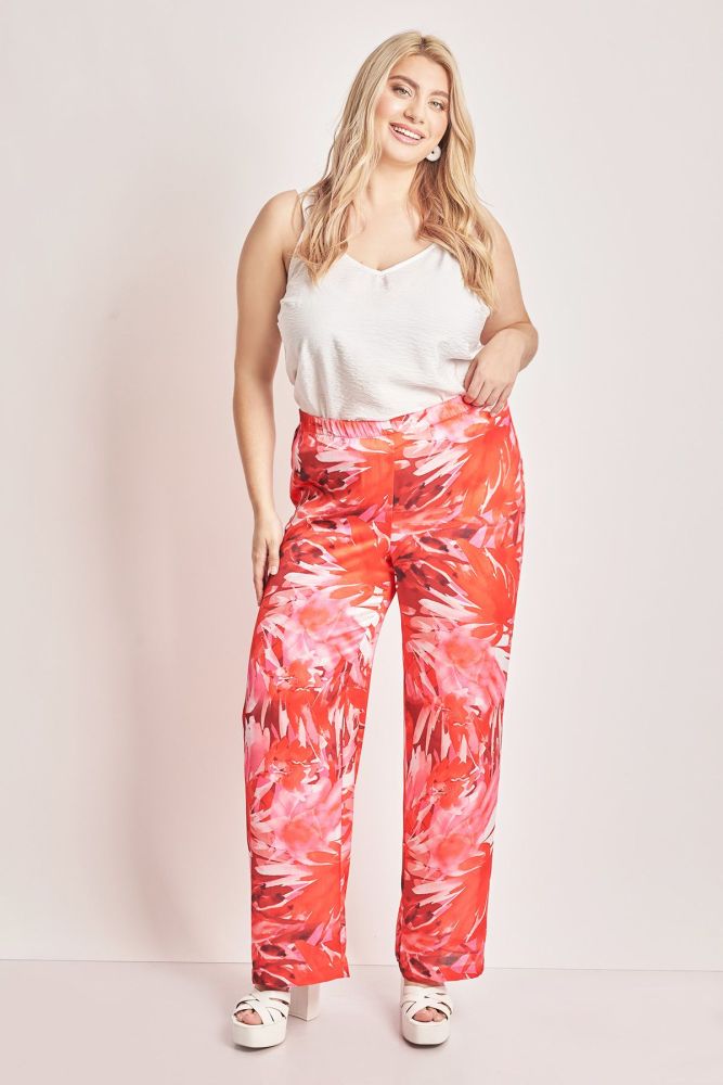 Παντελόνα σατέν εμπριμέ abstract floral