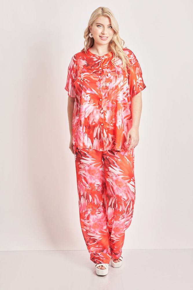 Παντελόνα σατέν εμπριμέ abstract floral