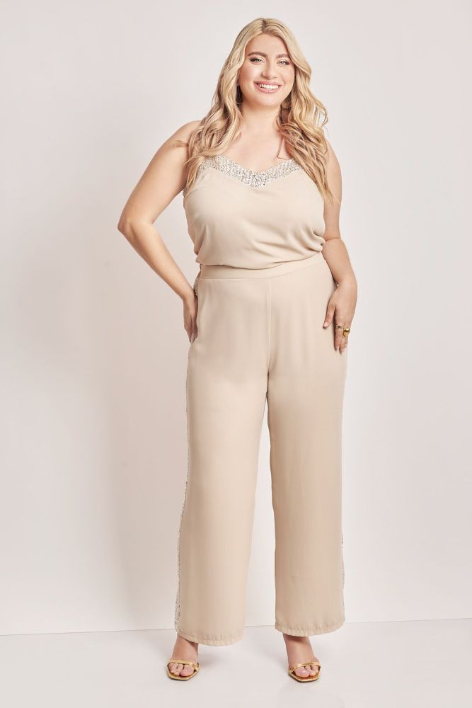 Παντελόνα chiffon αμπιγιέ με παγιέτα
