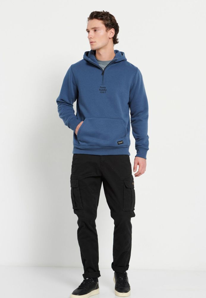 Half-zip φούτερ με κουκούλα