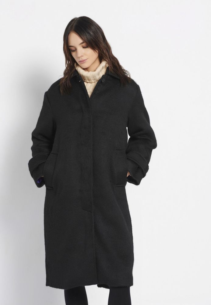 Relaxed fit γυναικείο μονόχρωμο παλτό