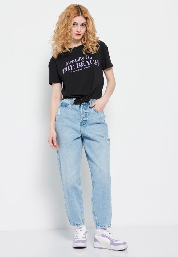 Baggy fit τζιν παντελόνι με φθορές