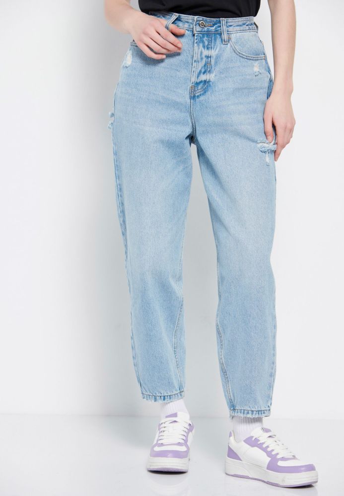 Baggy fit τζιν παντελόνι με φθορές