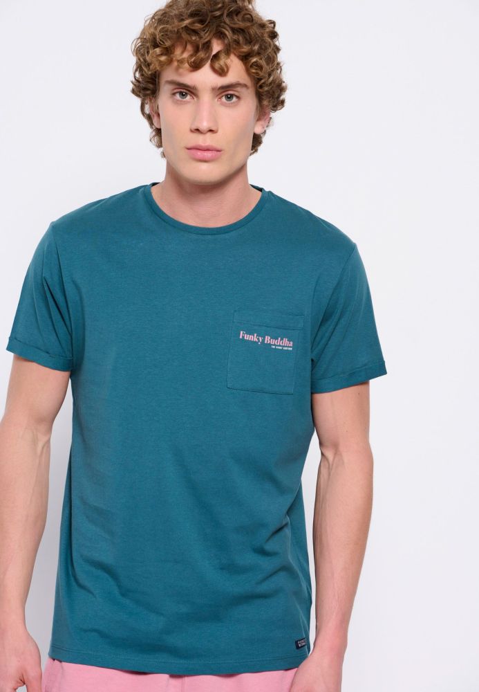Βαμβακερό t-shirt με τσέπη στο στήθος