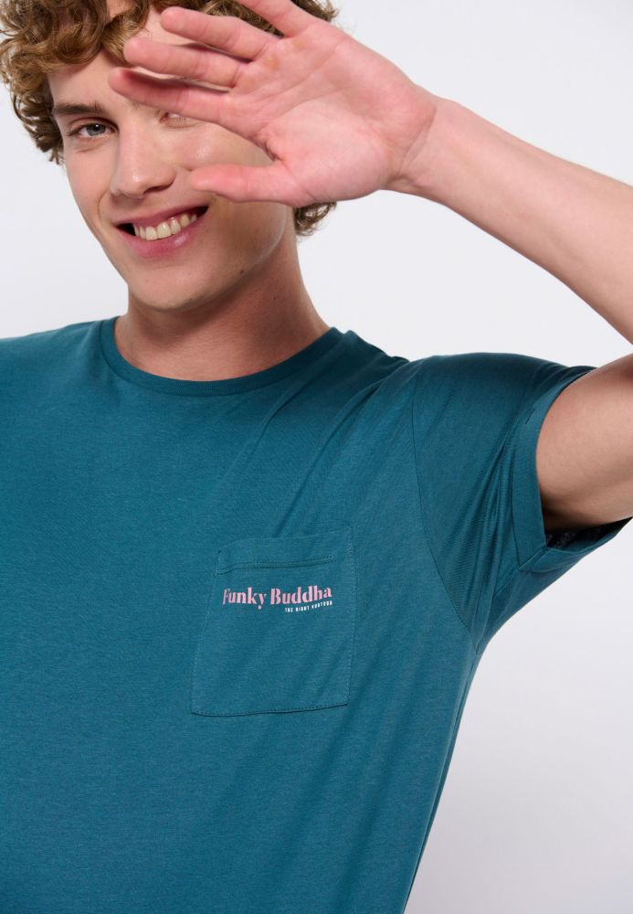 Βαμβακερό t-shirt με τσέπη στο στήθος