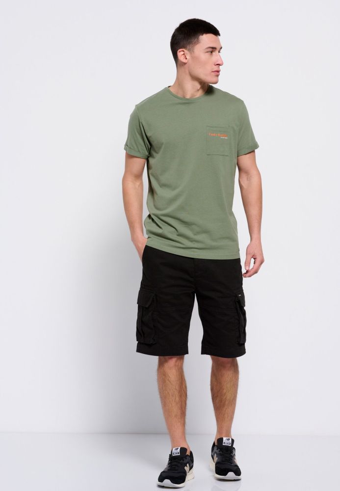 Βαμβακερό t-shirt με τσέπη στο στήθος