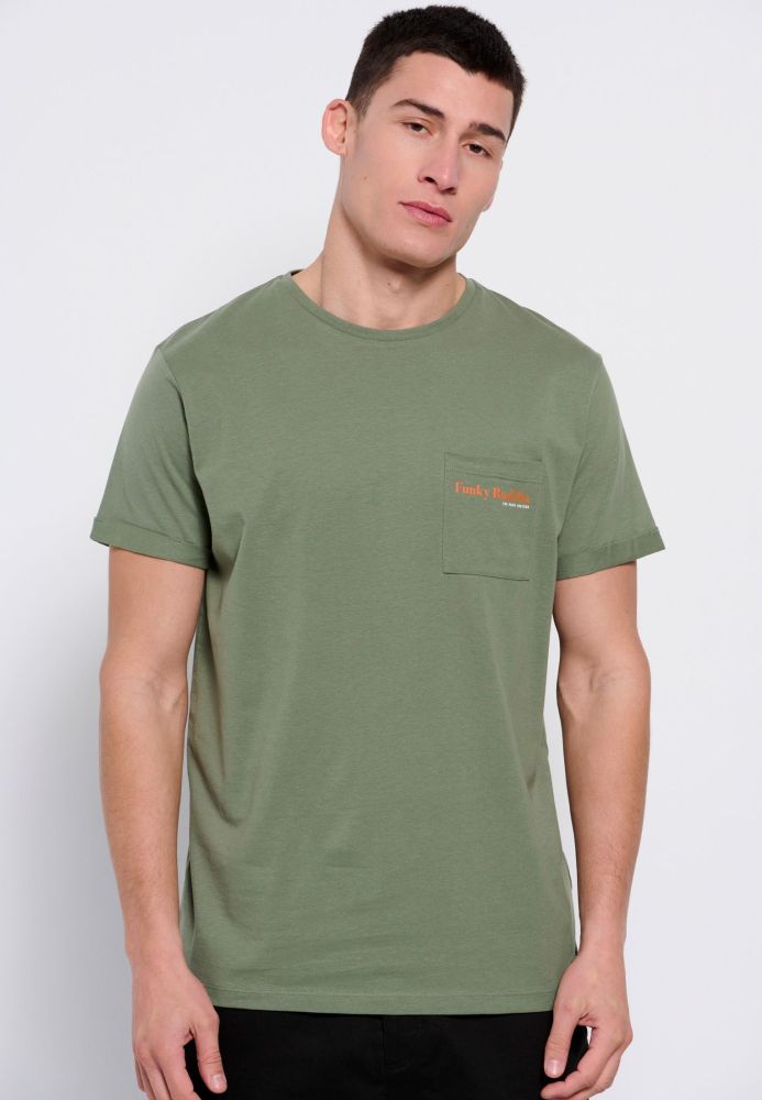 Βαμβακερό t-shirt με τσέπη στο στήθος