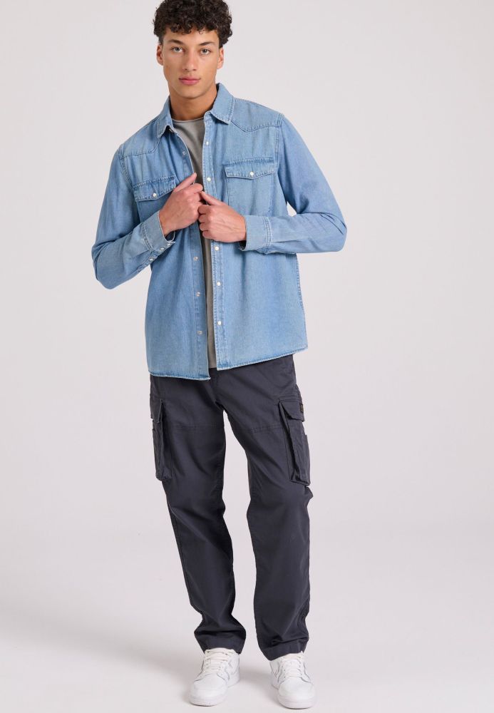 Loose tapered fit cargo παντελόνι σε ζακάρ ύφανση