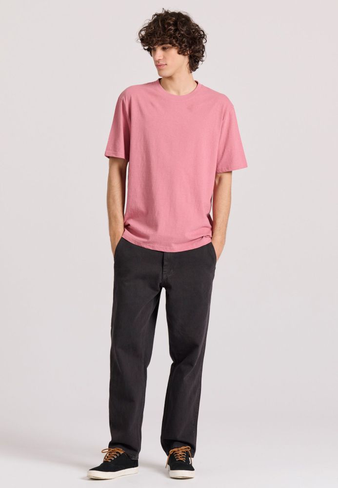 Relaxed fit linen blend μονόχρωμο t-shirt