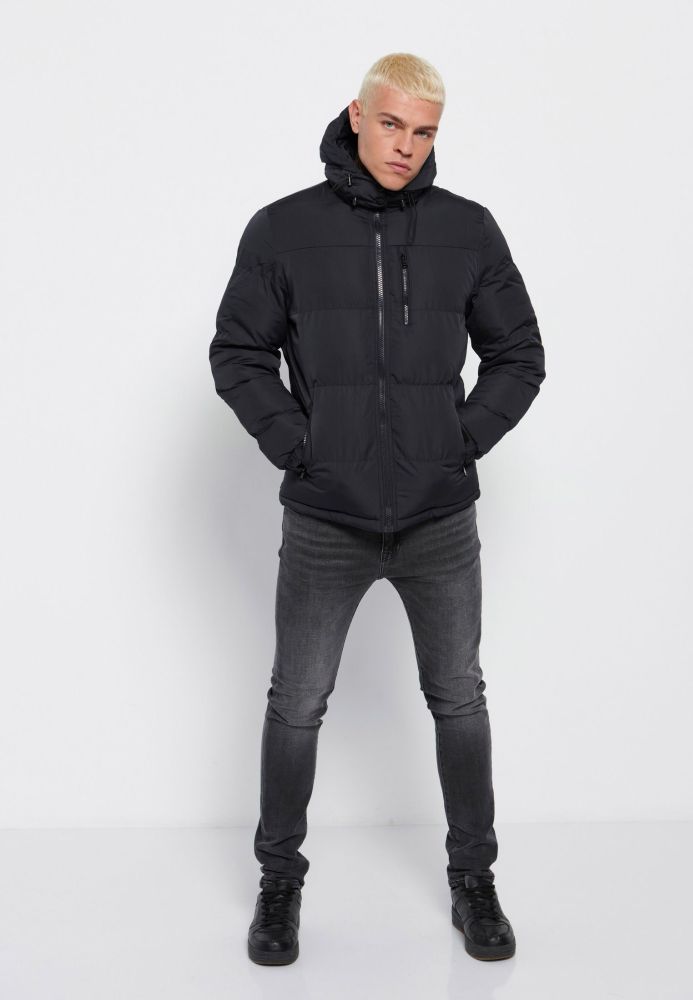 Ανδρικό puffer jacket με κουκούλα