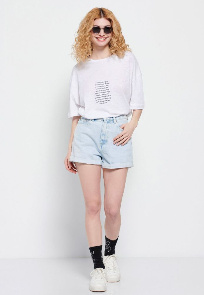 Loose fit t-shirt με τύπωμα κειμένου στην πλάτη