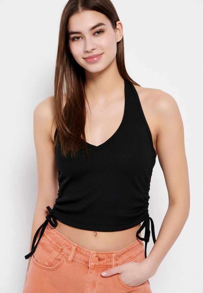 Halter neck τοπ σε ύφανση rib
