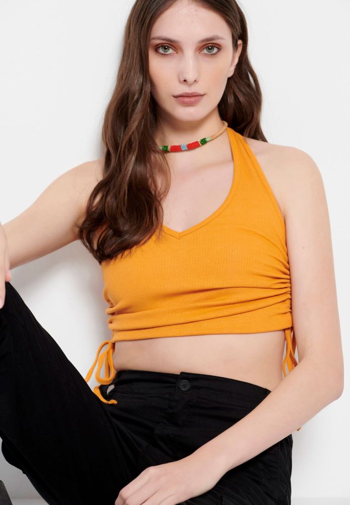 Halter neck τοπ σε ύφανση rib