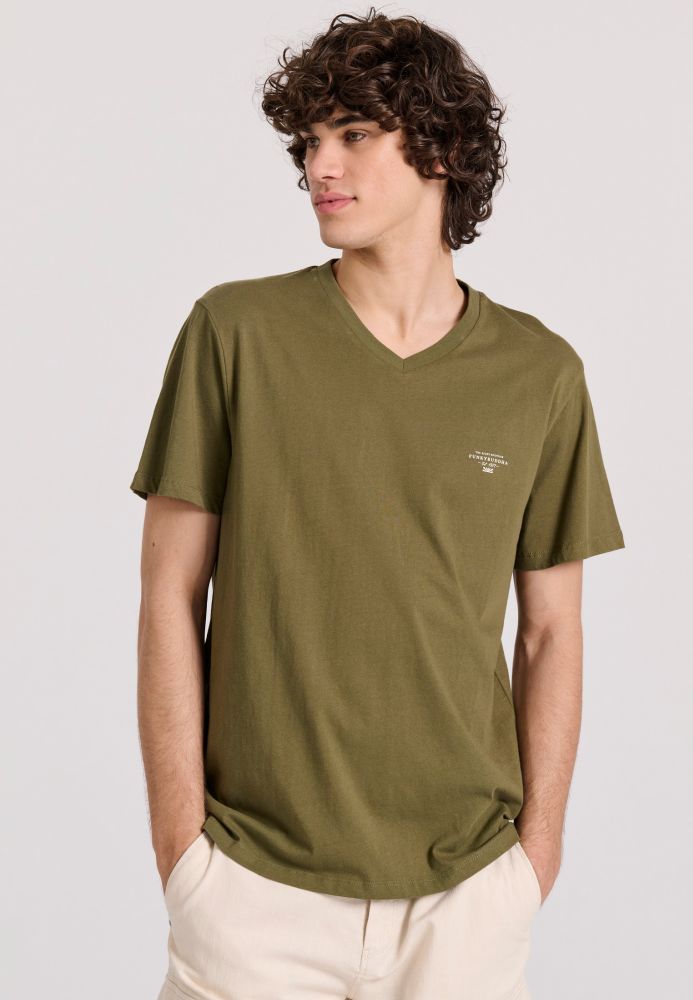 V-neck t-shirt με logo στο στήθος