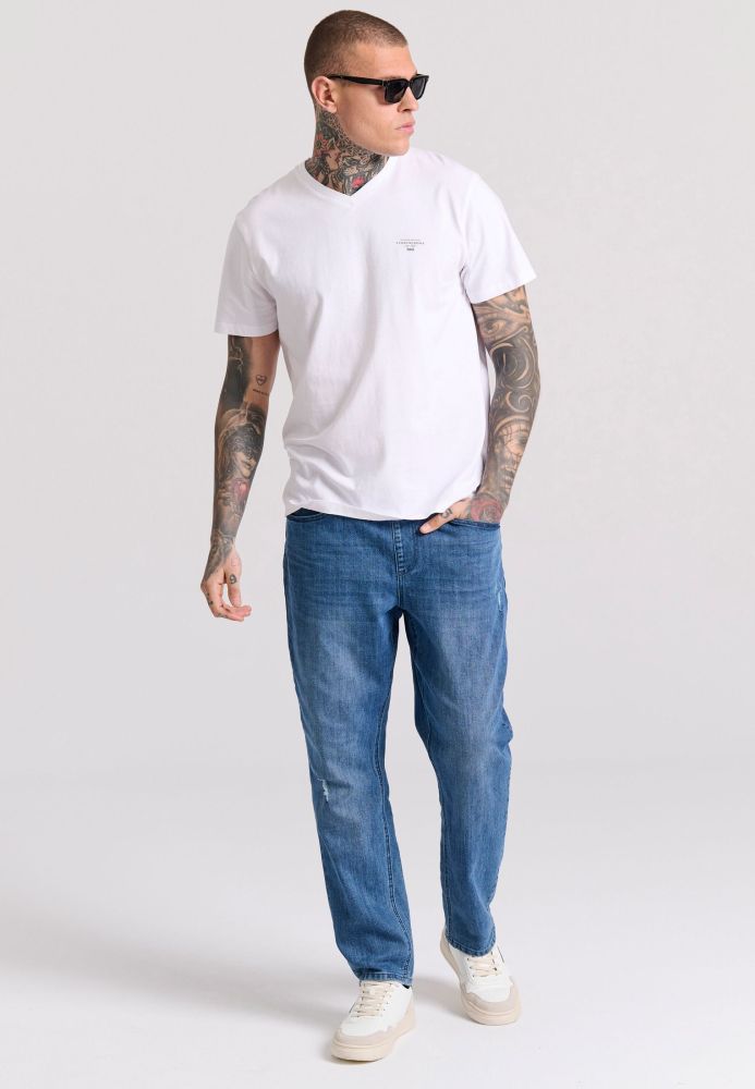 V-neck t-shirt με logo στο στήθος