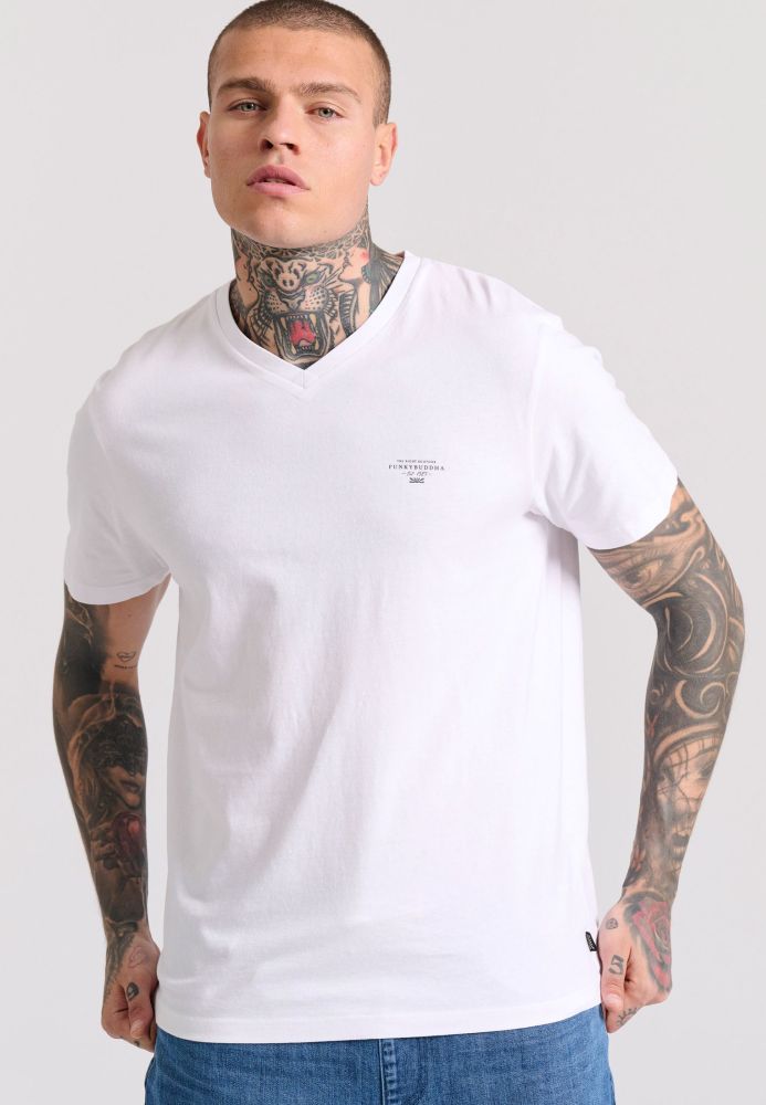 V-neck t-shirt με logo στο στήθος