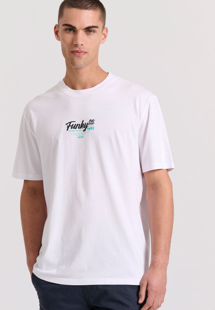 Relaxed fit t-shirt με surf τύπωμα στην πλάτη