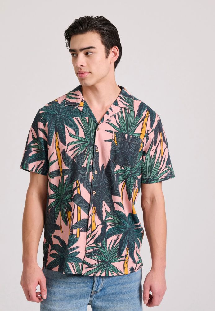 Relaxed fit resort λινό πουκάμισο