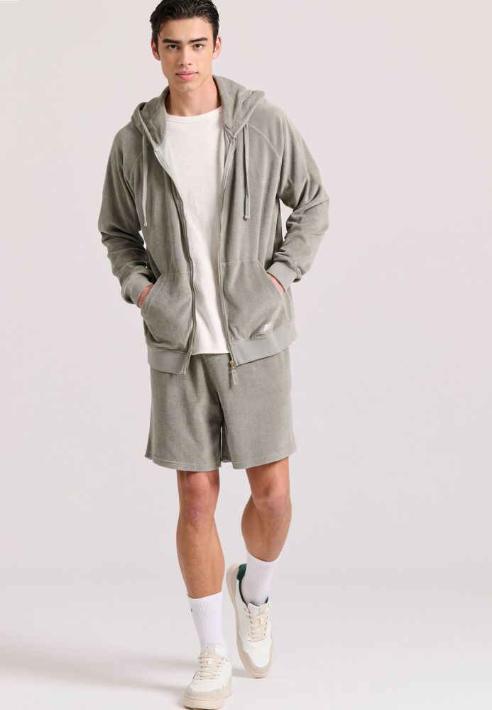 Relaxed fit φούτερ ζακέτα σε πετσετέ ύφασμα