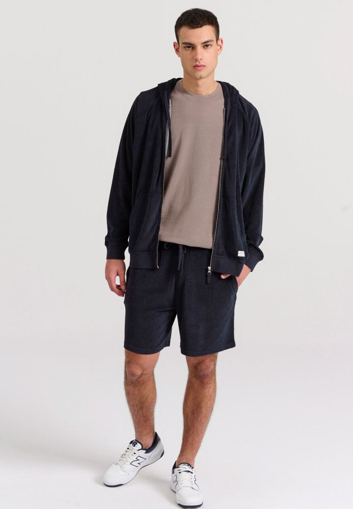 Relaxed fit φούτερ ζακέτα σε πετσετέ ύφασμα