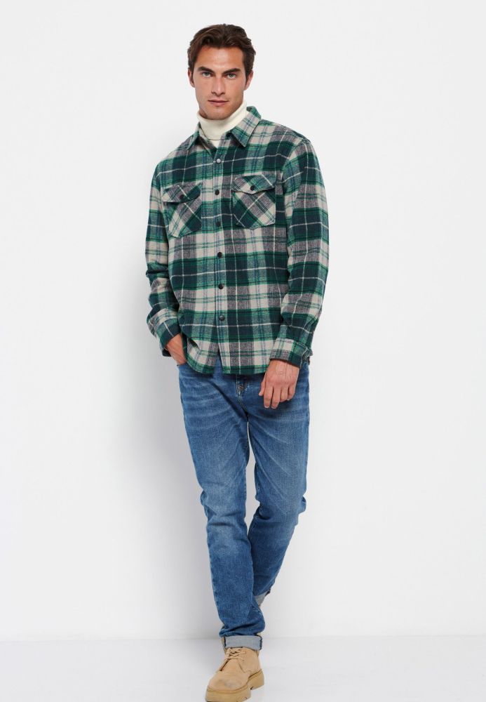 Flannel καρό overshirt με τσέπες