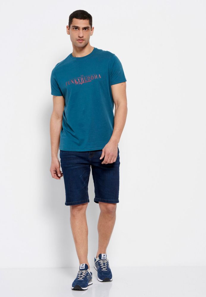 Βαμβακερό t-shirt με Funky Buddha τύπωμα