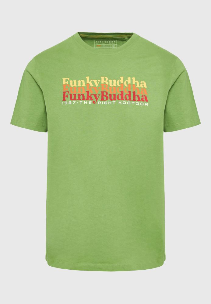 T-shirt με colorblock branded τύπωμα