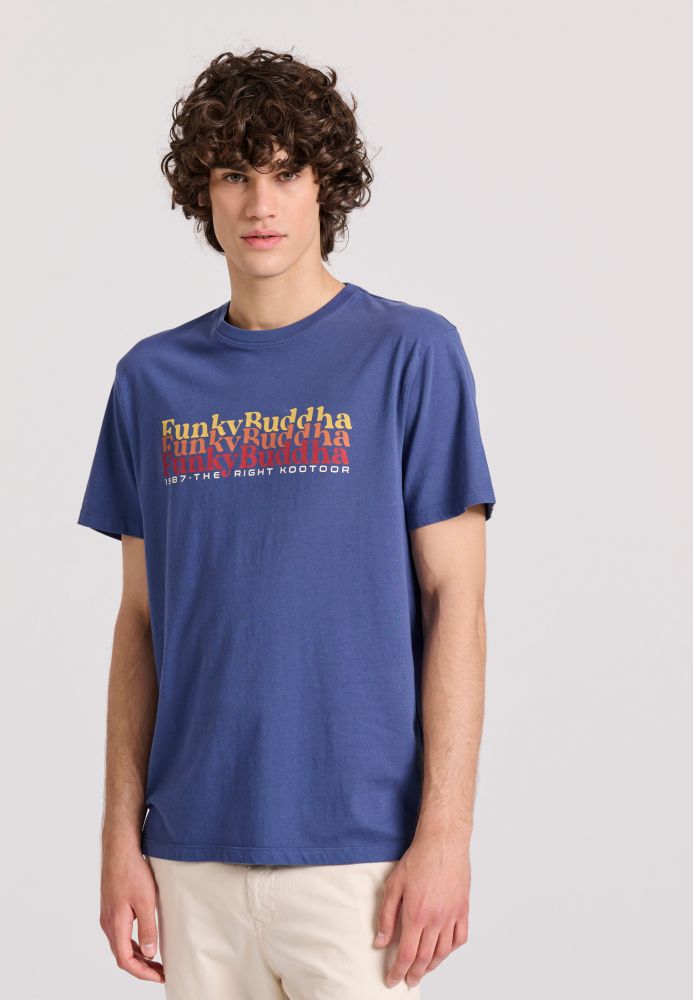 T-shirt με colorblock branded τύπωμα