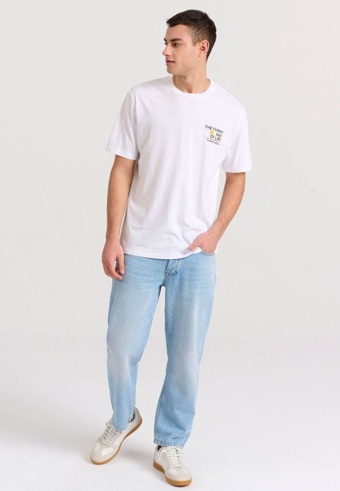 Relaxed fit t-shirt με abstract τύπωμα στην πλάτη