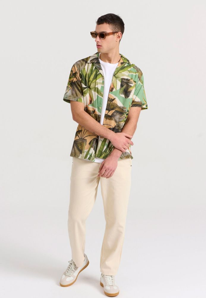 Relaxed fit εμπριμέ tropical πουκάμισο