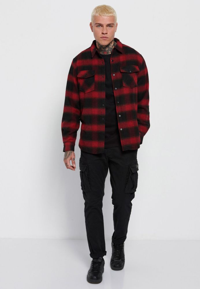 Oversized flannel overshirt με τσέπες