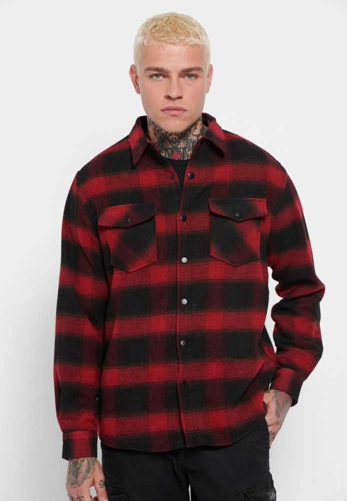 Oversized flannel overshirt με τσέπες