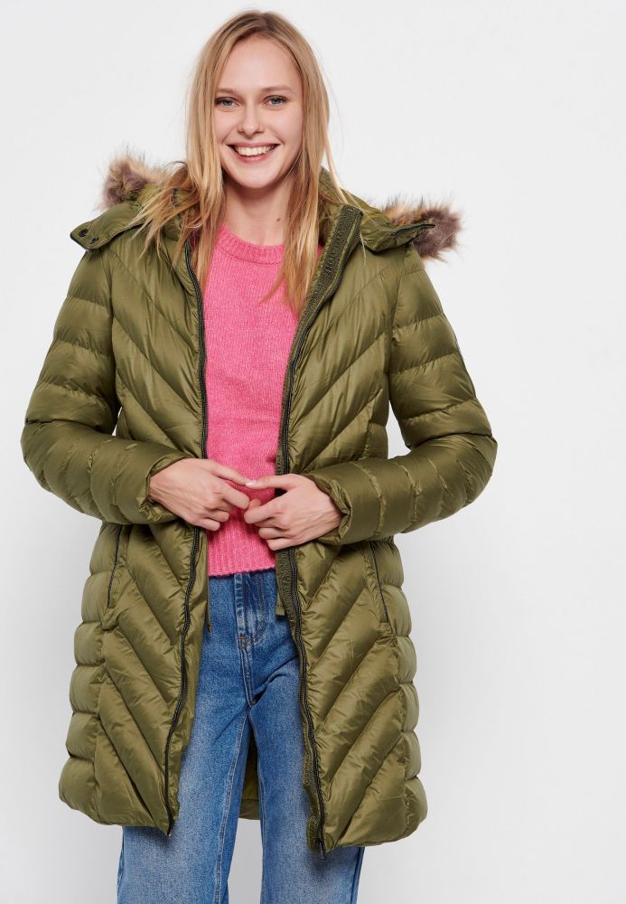 Puffer μπουφάν με αποσπώμενη κουκούλα