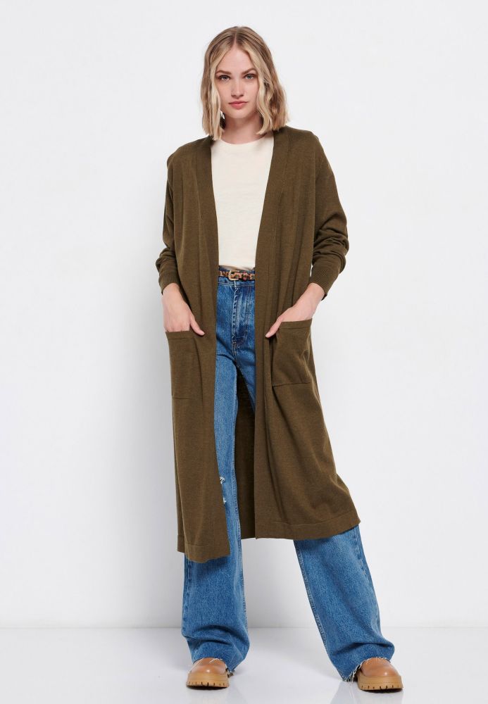 Loose fit μακριά πλεκτή ζακέτα