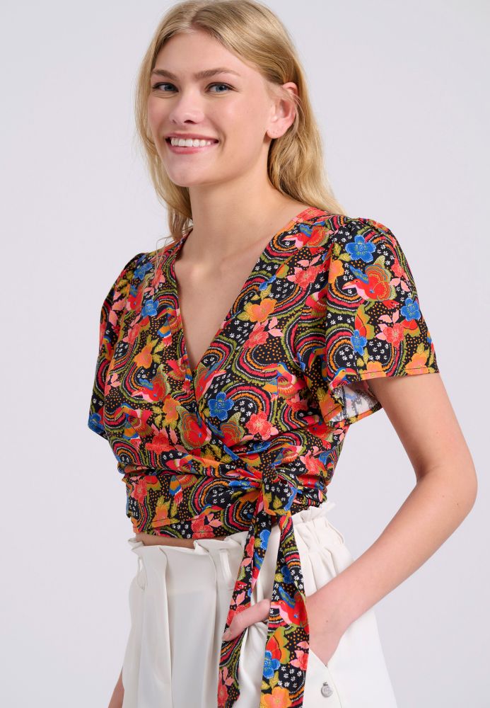 Κρουαζέ τοπ με τύπωμα σε boho look