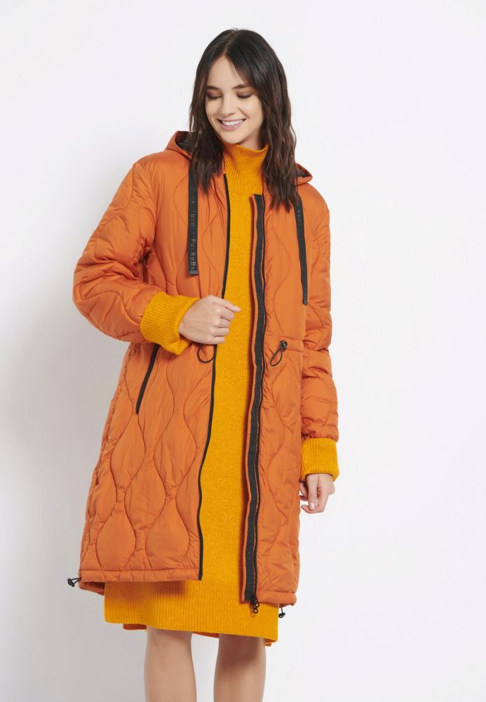 Relaxed fit puffer μπουφάν με αποσπώμενη κουκούλα