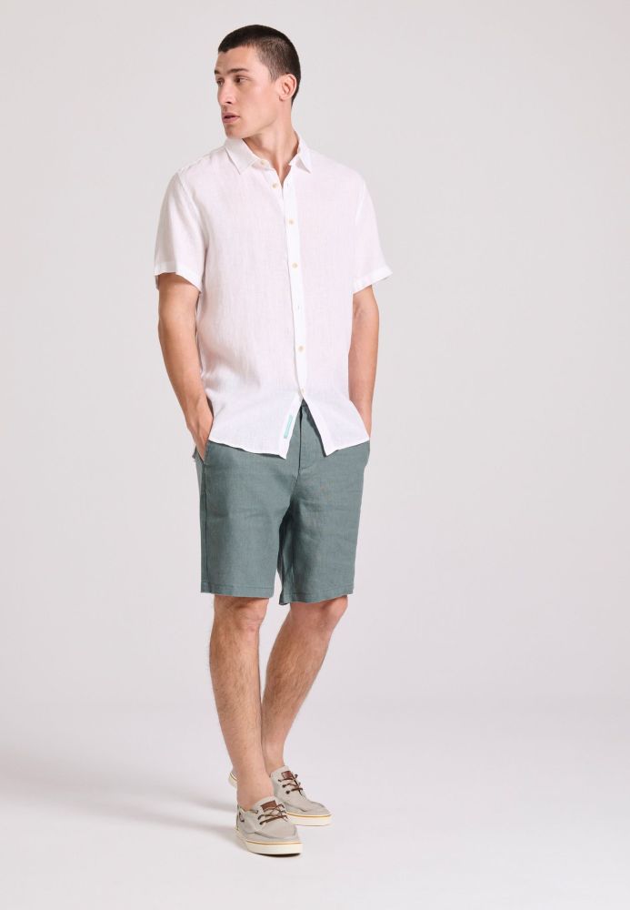Garment dyed κοντομάνικο λινό πουκάμισο