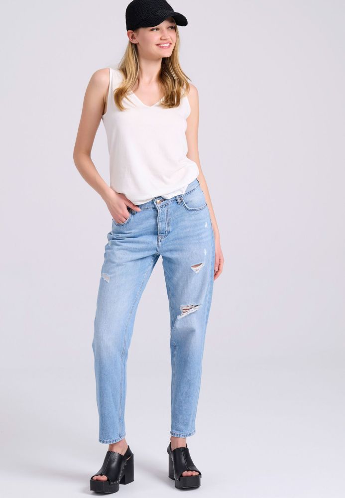Γυναικείο tank top με raw cuts τελειώματα