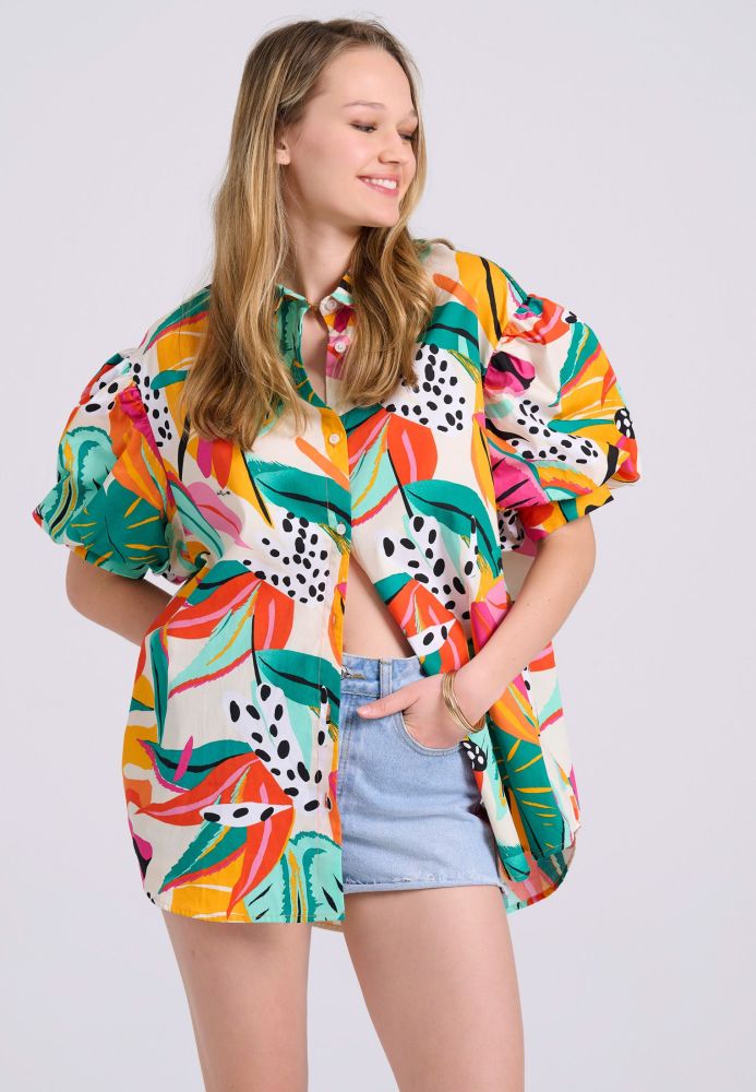 Loose fit πουκάμισο με exotic τύπωμα