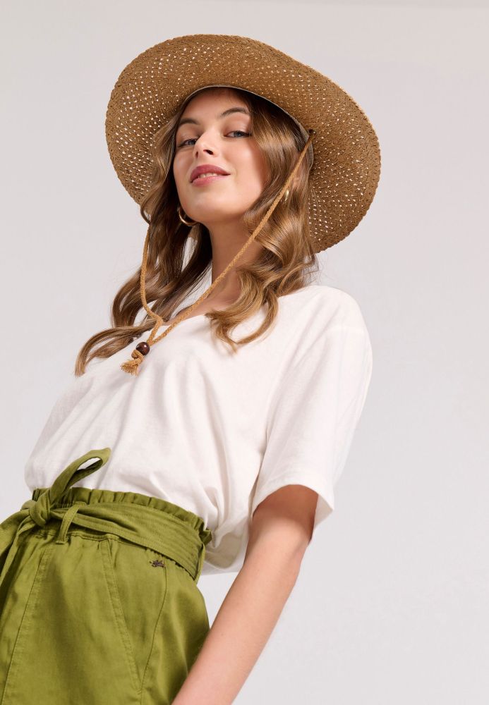 Relaxed linen blend μονόχρωμο t-shirt