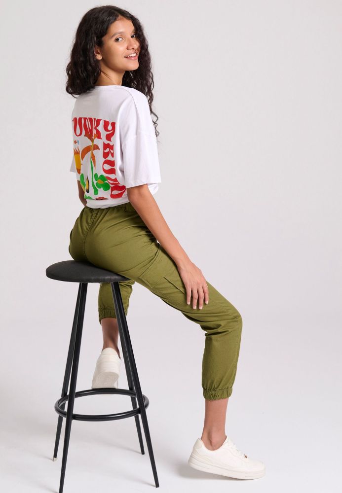Loose fit t-shirt από οργανικό βαμβάκι με tropic τύπωμα στην πλάτη