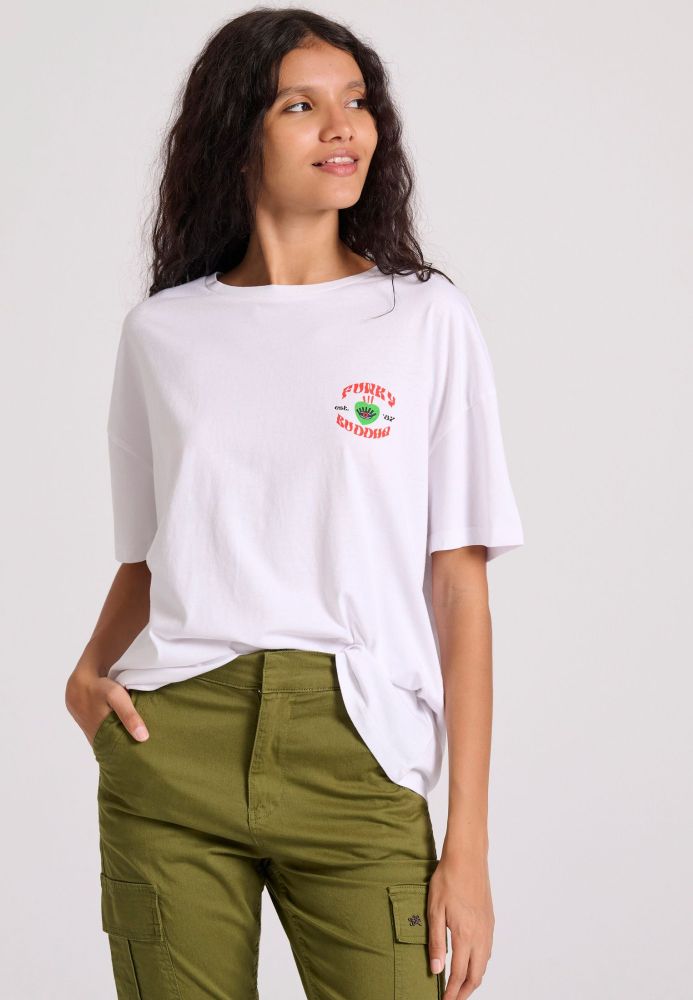 Loose fit t-shirt από οργανικό βαμβάκι με tropic τύπωμα στην πλάτη