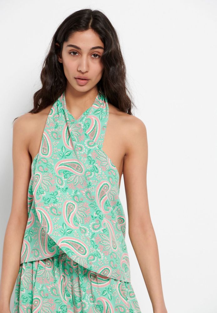 Εμπριμέ halter neck top