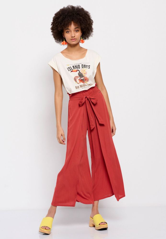 Wide leg παντελόνα με ελαστική μέση