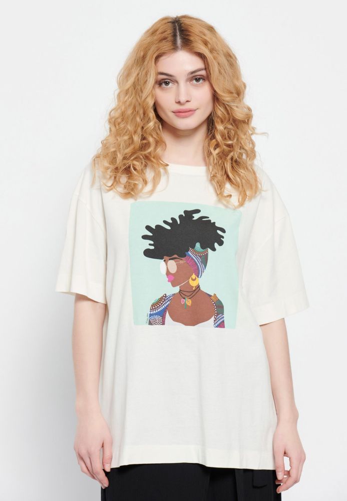 Loose fit t-shirt από οργανικό βαμβάκι με τύπωμα