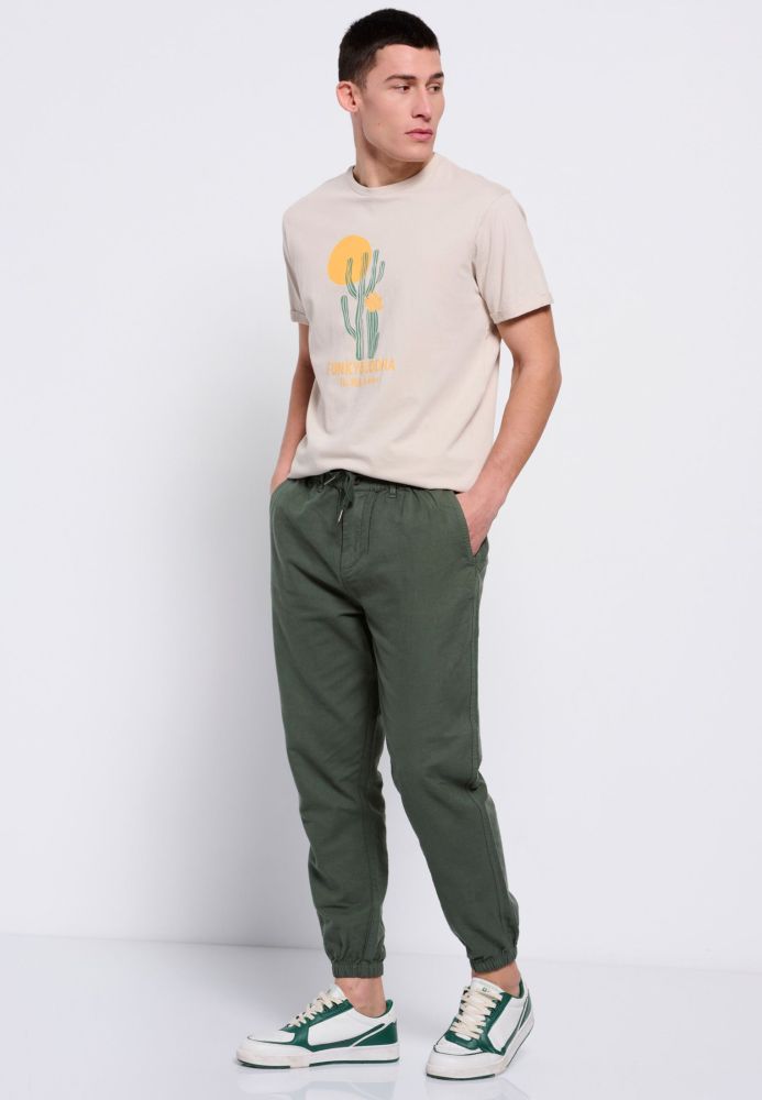 Garment dyed linen blend παντελόνι