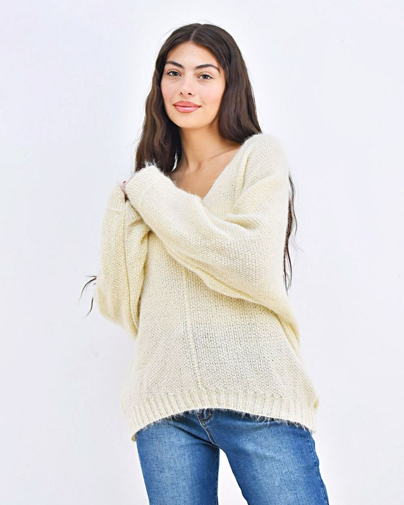 Beltipo Γυναικεία Oversized Πλεκτή μπλούζα Μπέζ